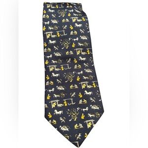 🛜LUCIANO SOPRANI Elegant Blue and Yellow Patterned Men's Tie MADE IN ITALY 🇮🇹🛜